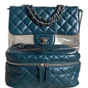 Chanel Teal Quilted Leather Backpack